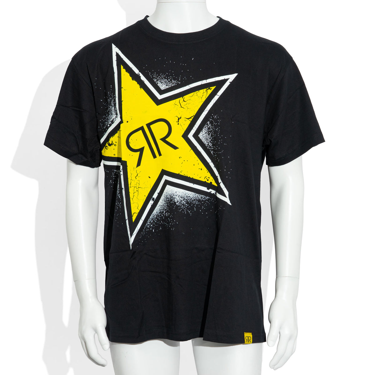 Maglietta unisex in cotone Rockstar Energy, modello Glas nero (stella gialla), taglia L