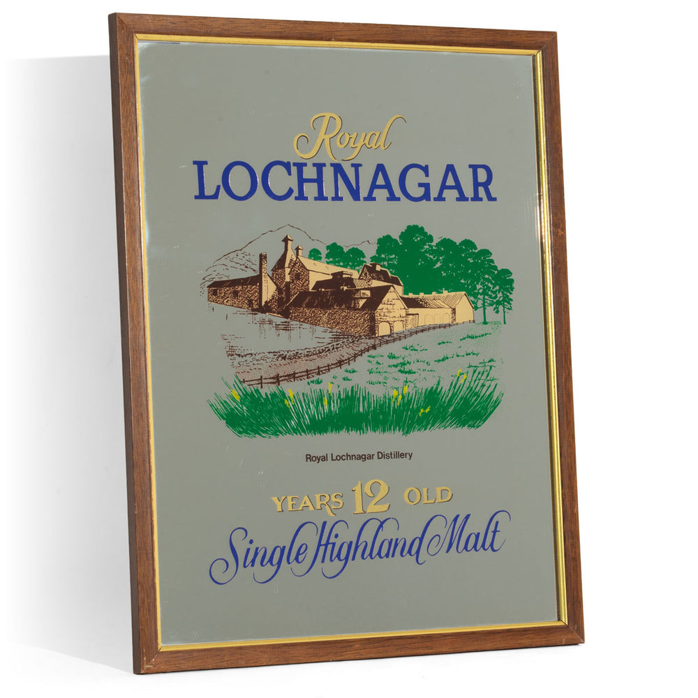 Specchio Royal Lochnagar Whisky Specchio pubblicitario Accessori da bar Decorazione da parete Cornice marrone