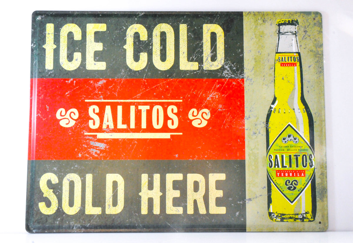Salitos Birra Targhetta in metallo 40x30 cm "Ice Cold Sold Here" Cartello pubblicitario da parete – Vista 2
