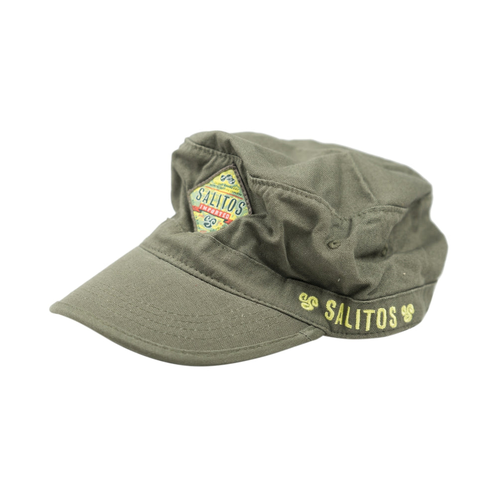 Cappellino da baseball Salitos con visiera e logo, stile militare, verde oliva