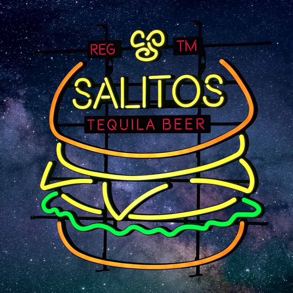 Insegna luminosa Salitos LED Neon Sign Burger Indoor Dimmerabile Display Decorativo