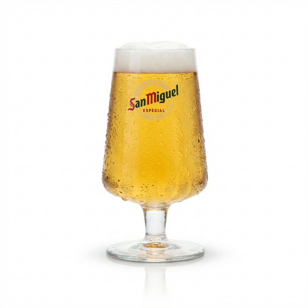 Bicchiere da birra San Miguel 0,3 l Especial Nuovo logo Bicchieri a calice Tulip Cerveza Gastro