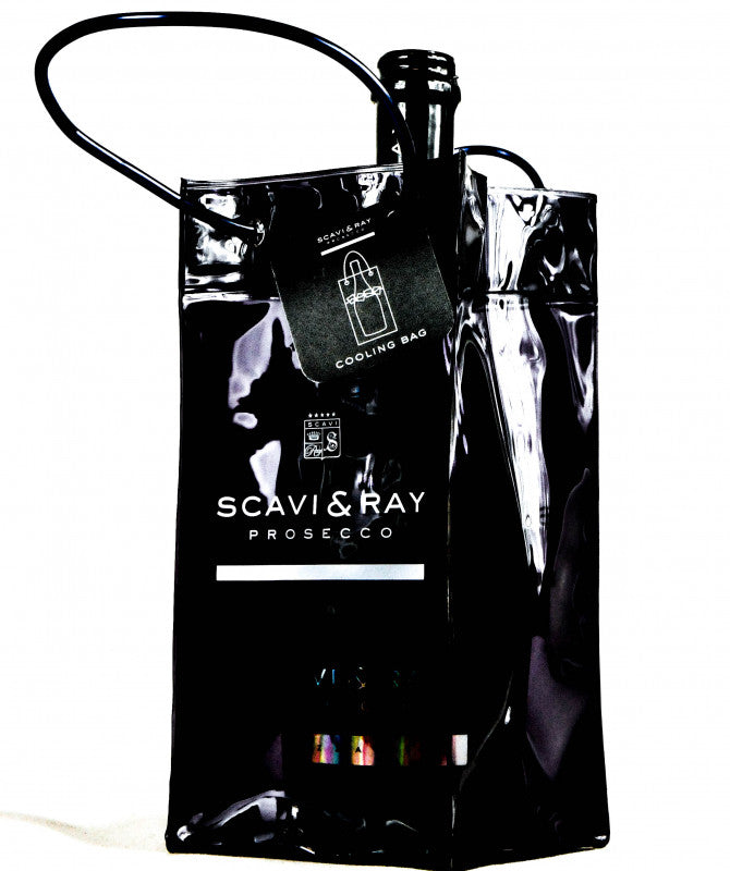 Scavi & Ray Prosecco Cool Bag – Borsa termica per bottiglie con effetto laccato "Icebag" in PVC nero – Vista 2