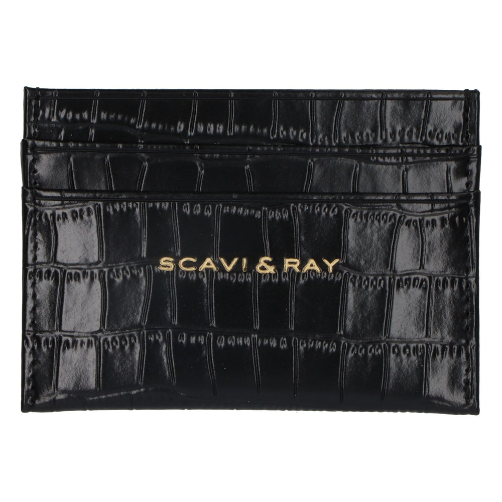 Scavi & Ray Portacarte di credito nero Portafoglio Portacarte da visita Effetto coccodrillo