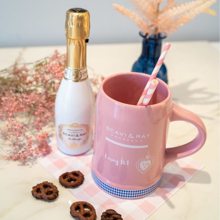 Scavi & Ray Brocca in ceramica rosa “Volksfest”  Bicchieri in vetro da 0,45 l per prosecco e champagne – Vista 2