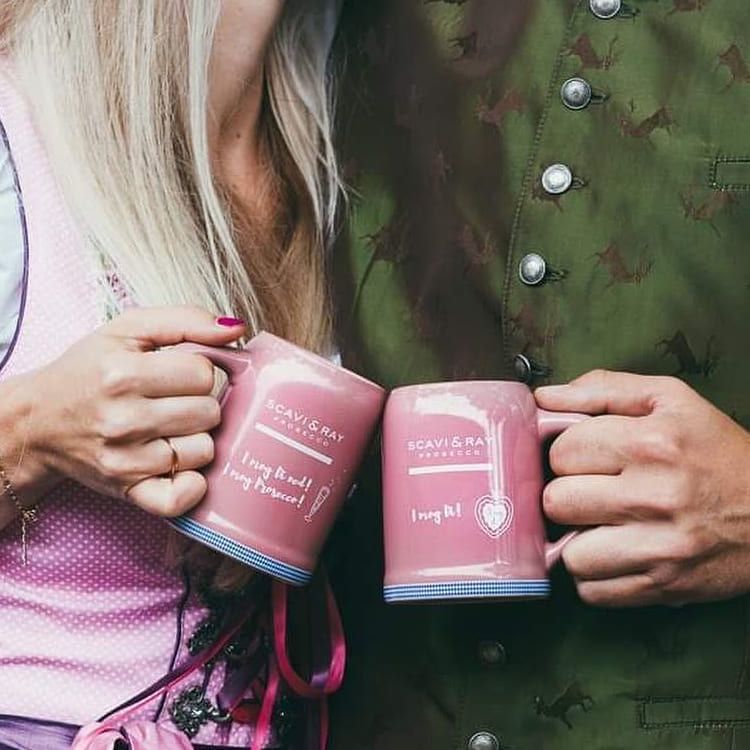 Scavi & Ray Brocca in ceramica rosa “Volksfest”  Bicchieri in vetro da 0,45 l per prosecco e champagne – Vista 3
