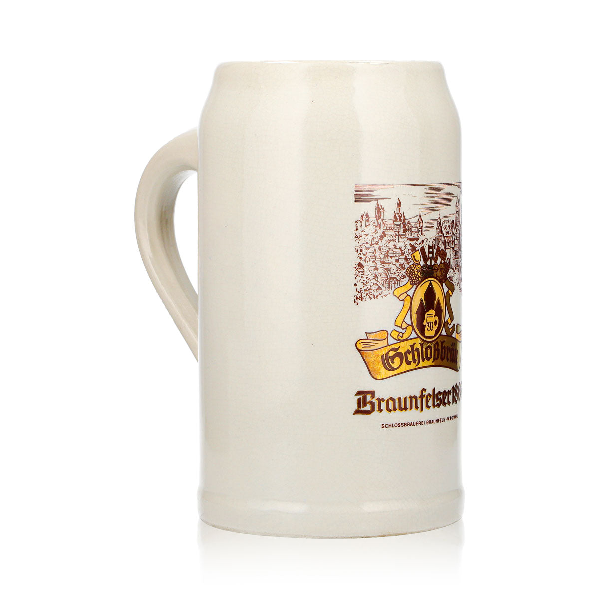 Bicchiere da birra Schlossbräu, boccale di terracotta, boccale da birra da 1 l, Braunfelser 1868, Sahm, terracotta – Vista 3