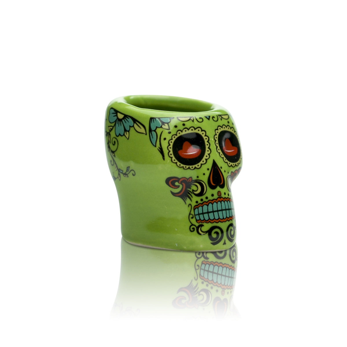 6 bicchieri da tequila Sierra in vetro 2 cl, verde con teschio, bicchieri da shot – Vista 2
