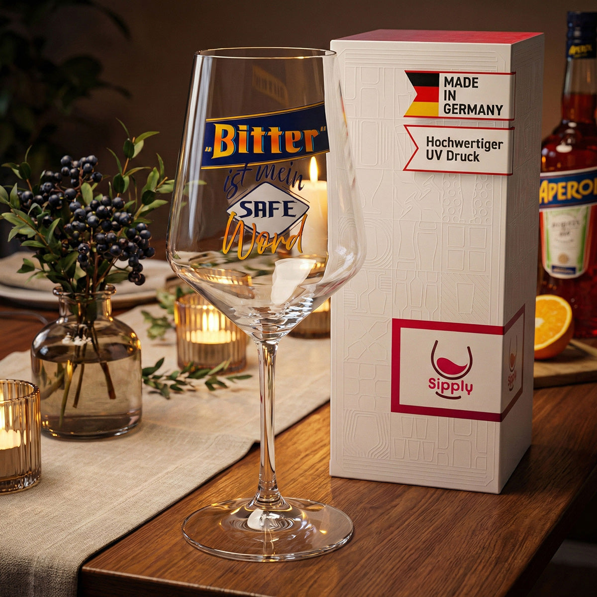 Bicchiere da aperitivo Sipply con scritta "Bitter" è la mia parola di sicurezza per bevande cocktail vino spritz 0,5 l – Vista 3