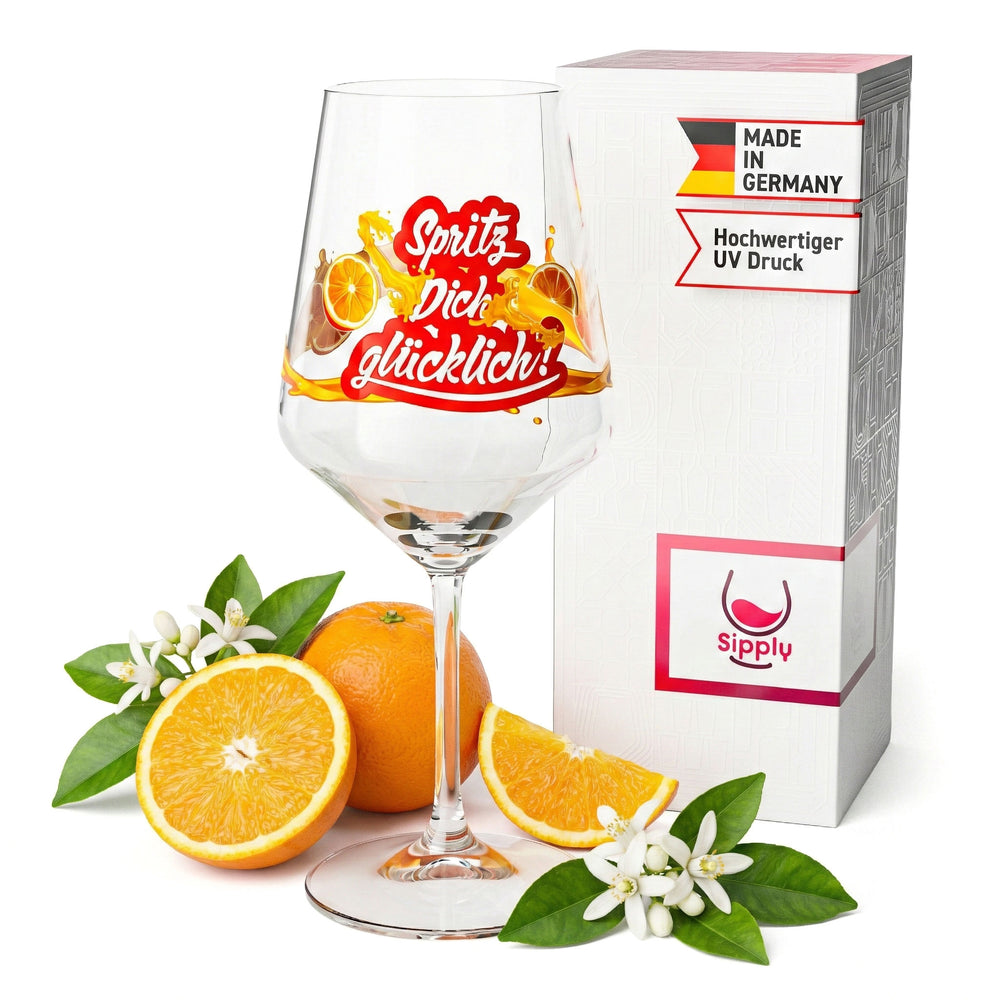 Bicchiere da aperitivo Sipply Summer Vibes con la scritta "Spritz Dich glücklich!" (Spruzzati di felicità!) Bevande Cocktail 0,5 l
