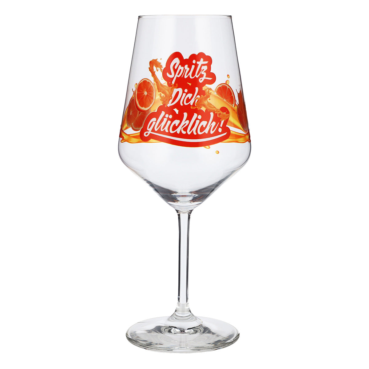 Bicchiere da aperitivo Sipply Summer Vibes con la scritta "Spritz Dich glücklich!" (Spruzzati di felicità!). Bevande cocktail 0,5 l con effetto trasparenza. – Vista 2