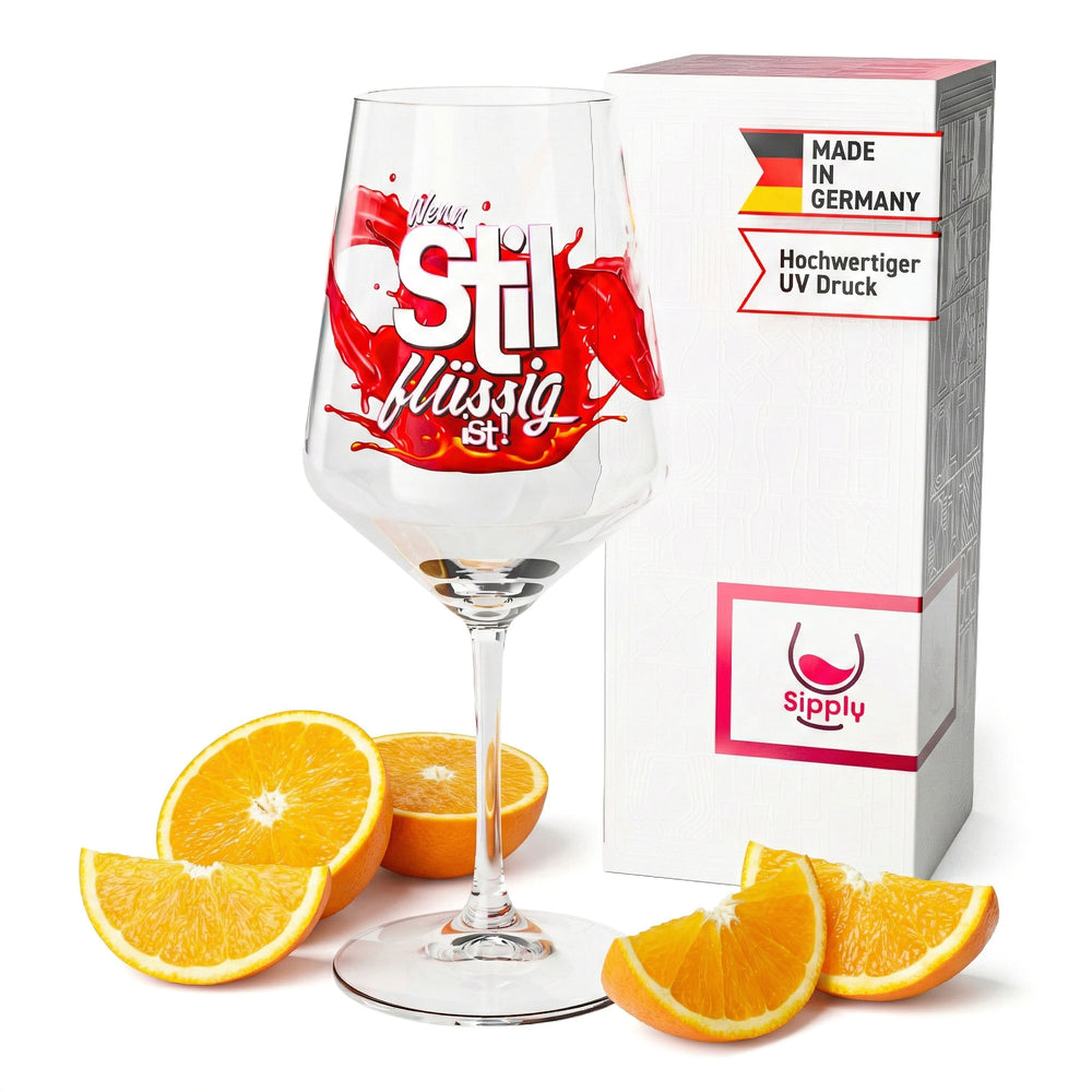 Bicchiere da aperitivo Sipply Summer Vibes con scritta Quando lo stile è liquido! 0,5 l con effetto trasparenza