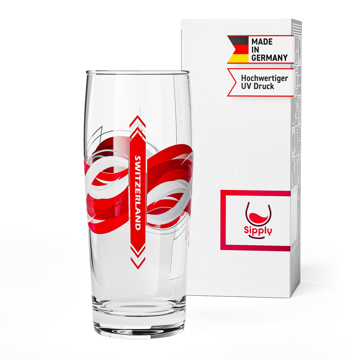 Bicchiere da birra Sipply Willibecher da 0,5 l con la bandiera della Svizzera