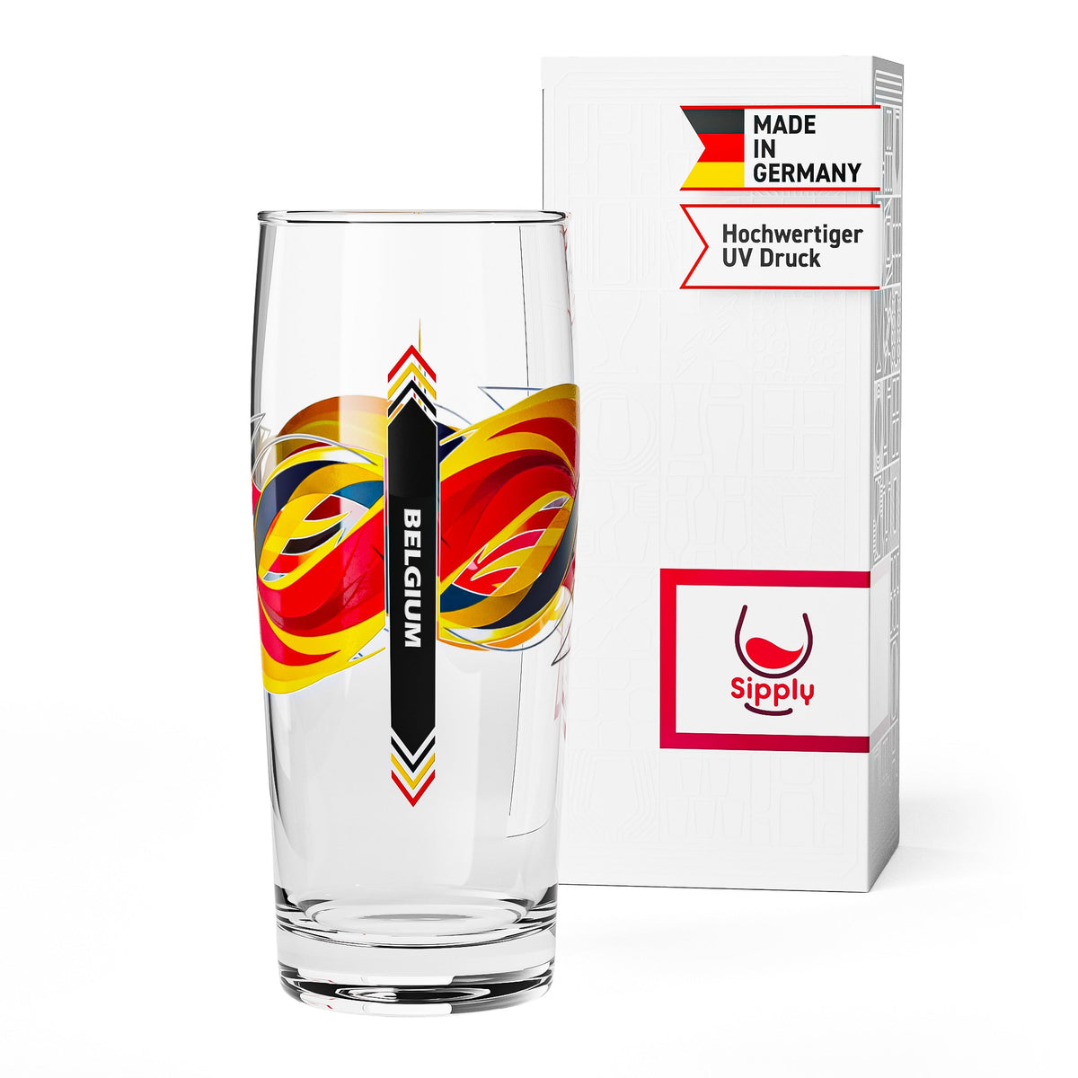 Sipply Bicchiere da birra Willibecher 0,3l con la bandiera del tuo paese Belgio