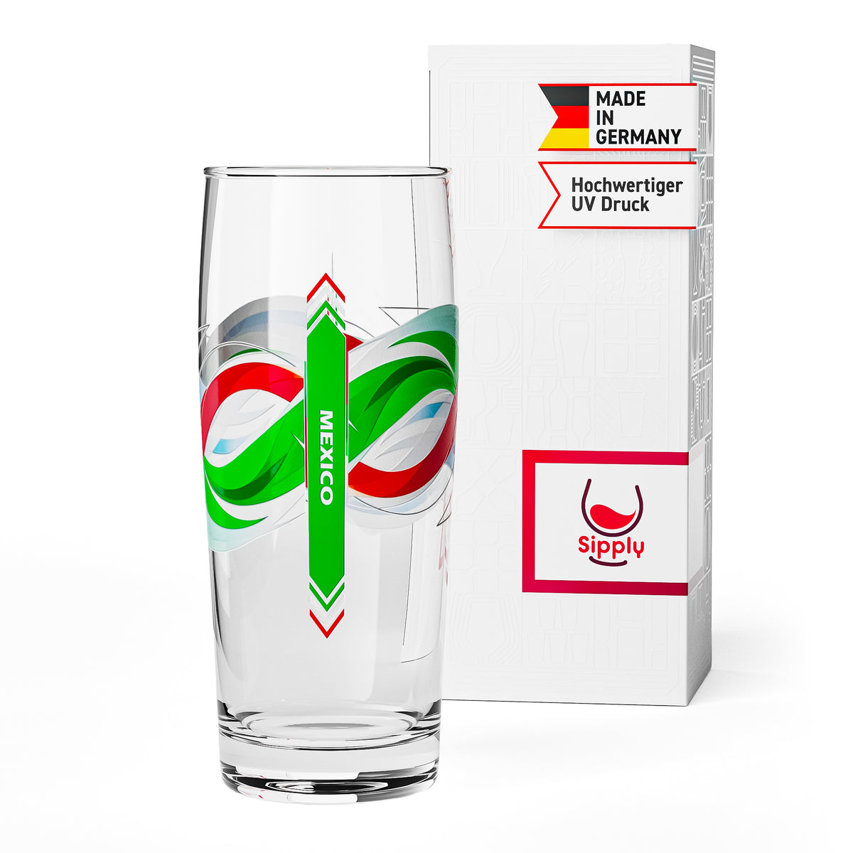 Bicchiere da birra Sipply Willibecher da 0,5 l con la bandiera del Messico