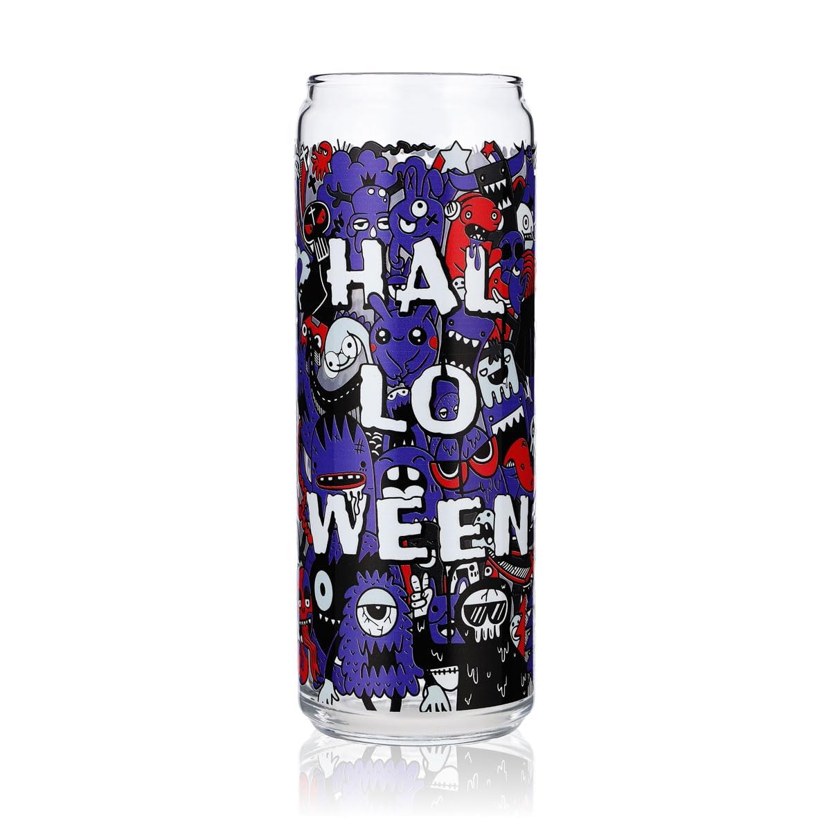 6x Sipply Bicchiere con motivo Halloween Doodle Viola come stampa UV Can Glass 370ml – Vista 2
