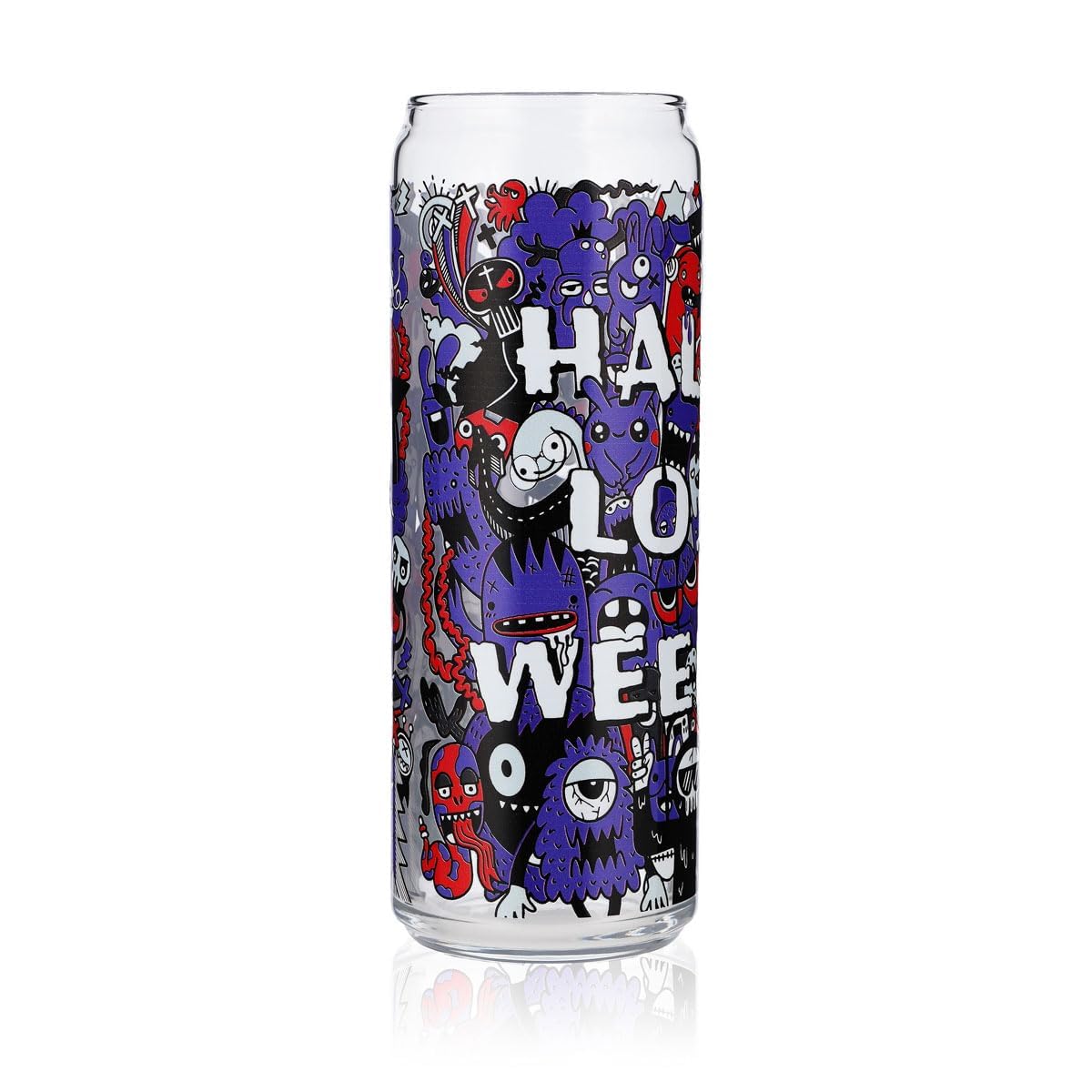 6x Sipply Bicchiere con motivo Halloween Doodle Viola come stampa UV Can Glass 370ml – Vista 3
