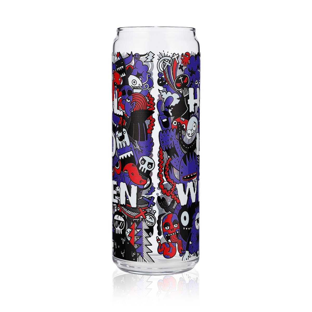 Sipply Bicchiere con motivo Halloween Doodle Viola stampa UV Can Glass 370ml – Vista 4