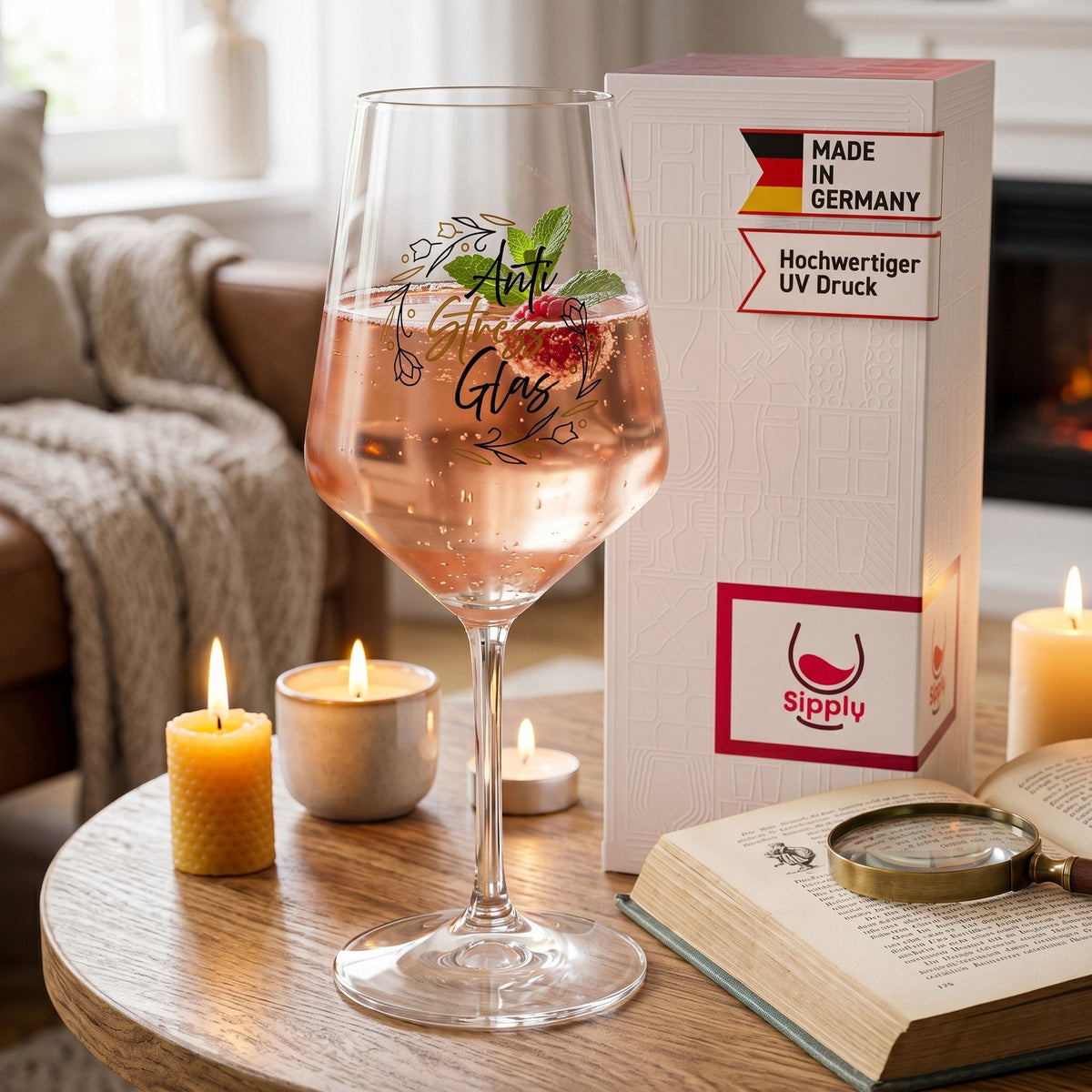 Bicchiere da vino Sipply con frase «Anti Stress», 0,5 l – Vista 3