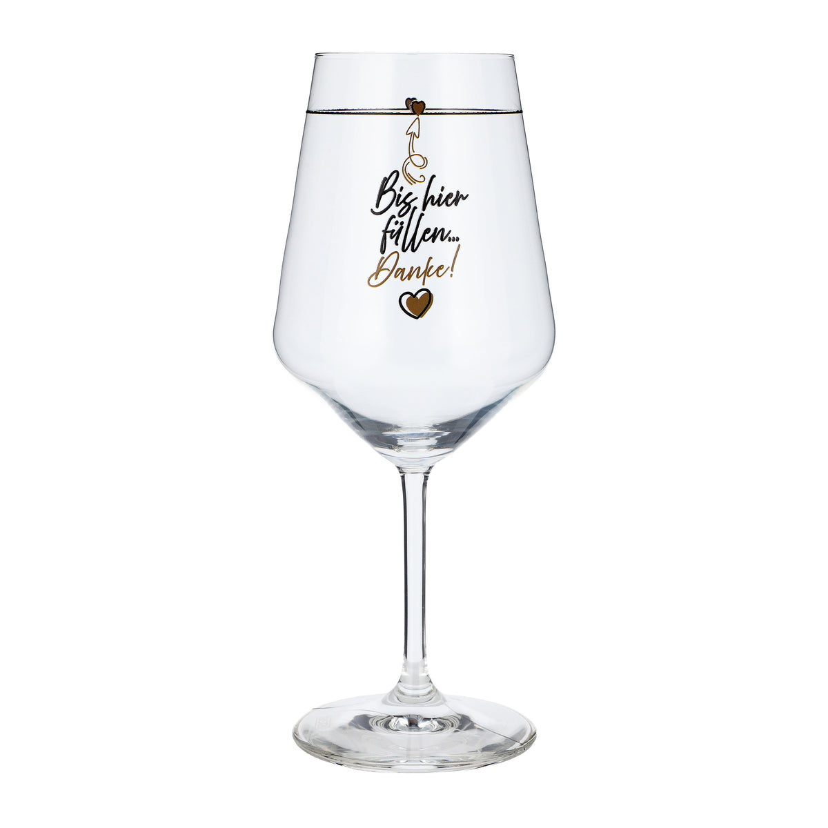 Bicchiere da vino Sipply con scritta «Riempire fino a qui… Grazie!» 0,5 l – Vista 2
