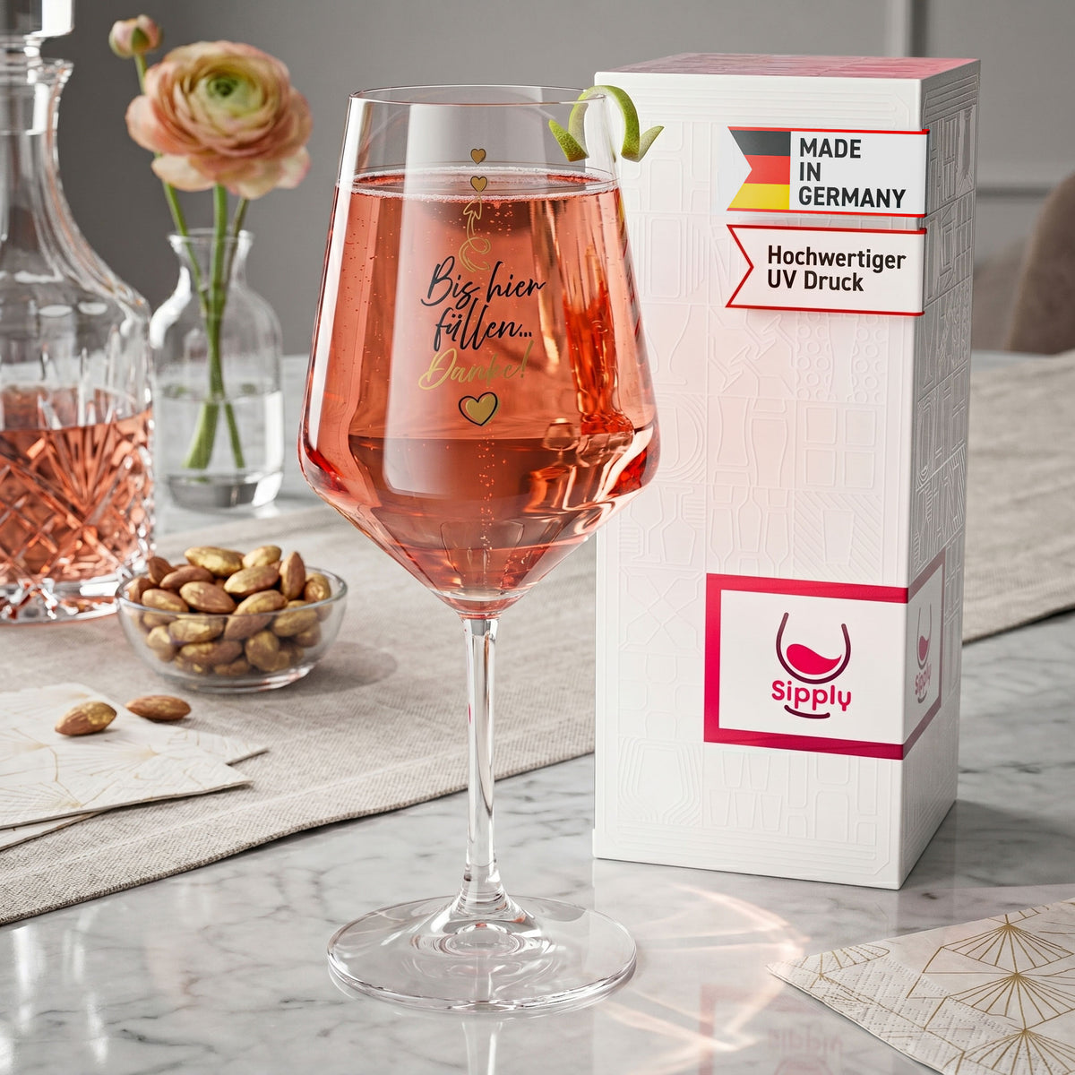 Bicchiere da vino Sipply con scritta «Riempire fino a qui… Grazie!» 0,5 l – Vista 3