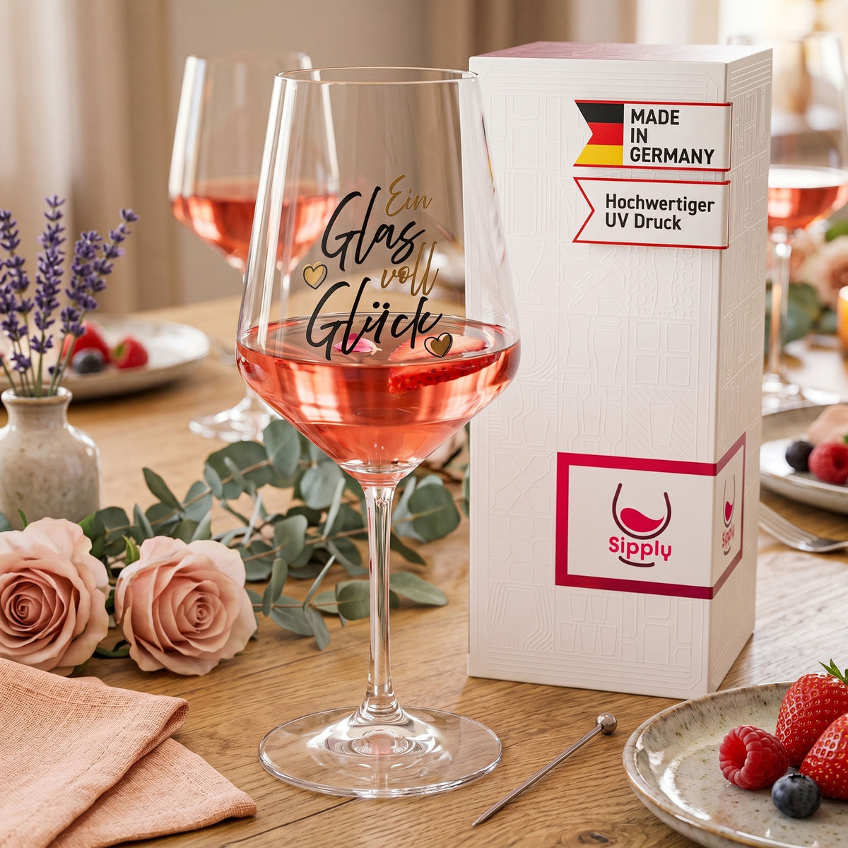 Bicchiere da vino Sipply con la scritta «Un bicchiere pieno di felicità», 0,5 l – Vista 3