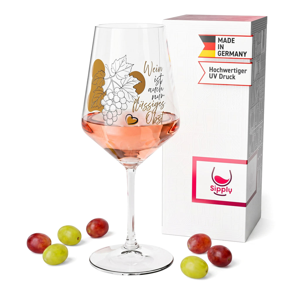 Bicchiere da vino Sipply con scritta «Frutta liquida», 0,5 l