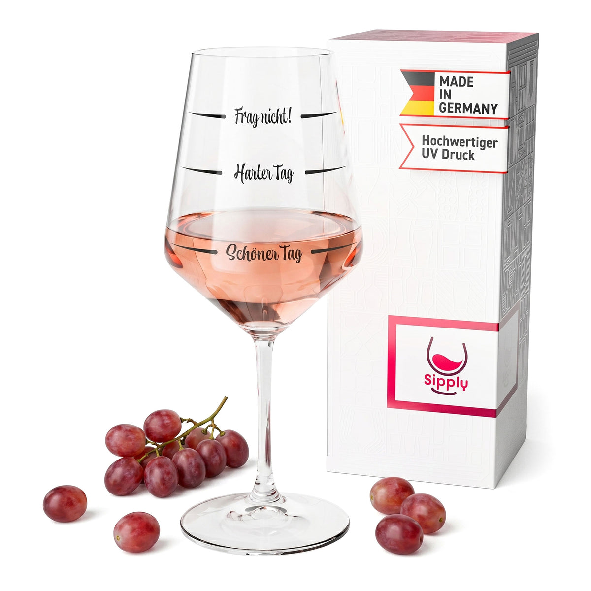 Bicchiere da vino Sipply con scritta «Non chiedere: giornata dura, giornata bella» V2, 0,5 l