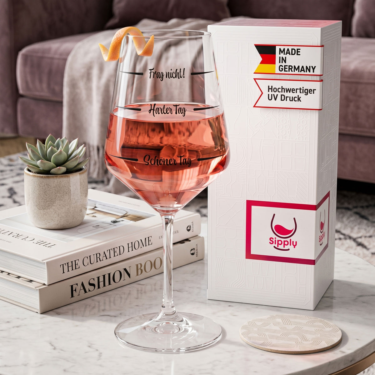 Bicchiere da vino Sipply con scritta «Non chiedere: giornata dura, giornata bella» V2, 0,5 l – Vista 3