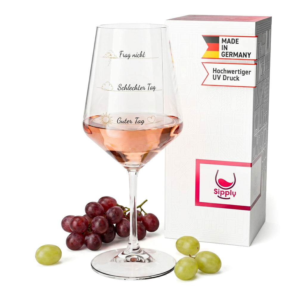 Bicchiere da vino Sipply con scritta «Non chiedere: brutta giornata, bella giornata» – 0,5 l