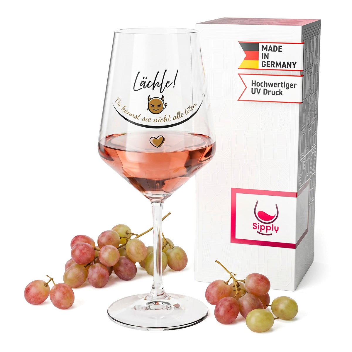 Bicchiere da vino Sipply con la scritta «Sorridi! Non puoi ucciderli tutti…» 0,5 l