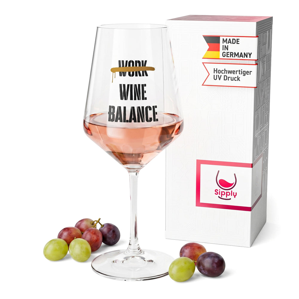 Bicchiere da vino Sipply con la scritta «Work Wine Balance», 0,5 l