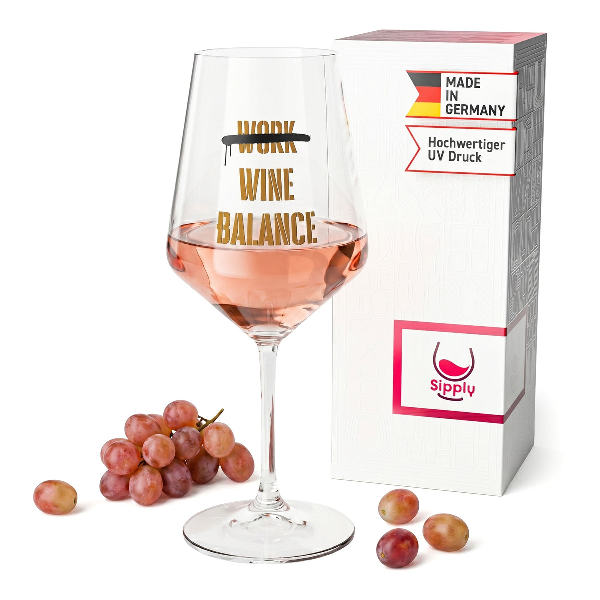 Bicchiere da vino Sipply con la scritta «Work Wine Balance», 0,5 l