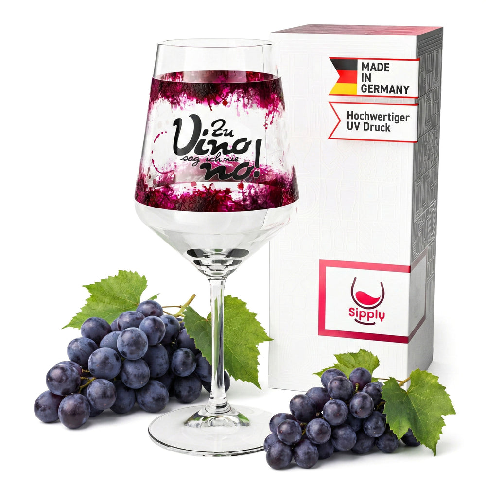 Bicchiere da vino Sipply con scritta "Zu Vino sag ich nie no!" (Non dico mai no al vino!) 0,5 l con effetto trasparenza