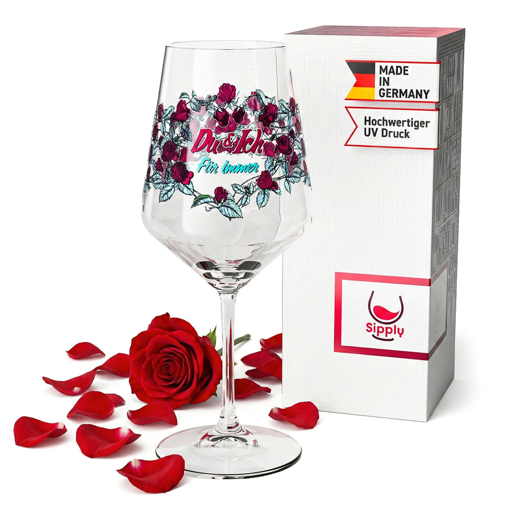 Bicchiere da vino Sipply per San Valentino Rosenkranz "Tu & Io Per Sempre" 0,5 l con effetto trasparenza