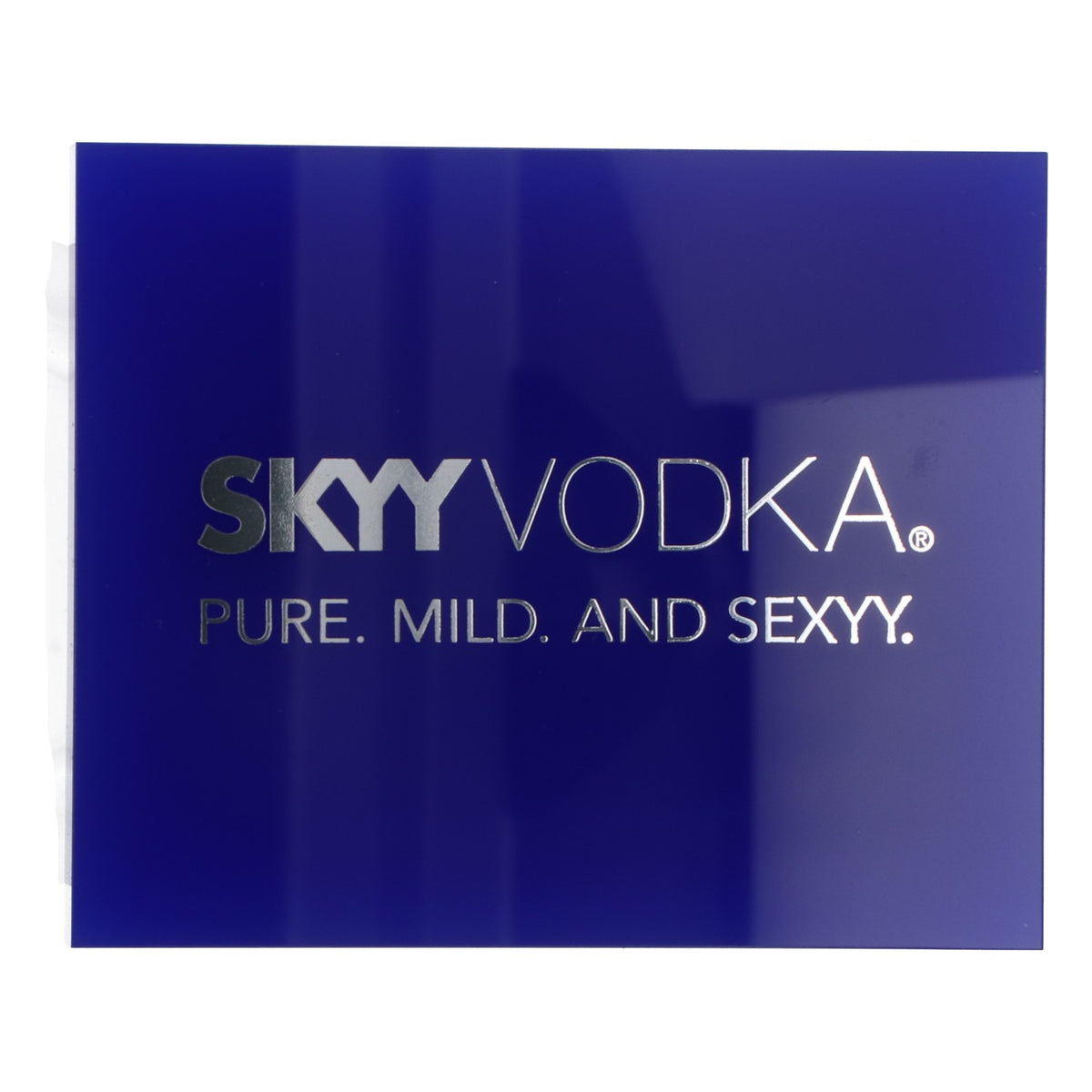 Skyy Vodka Sottobicchiere Sottobicchiere in vetro con scritta argentata blu – Vista 3