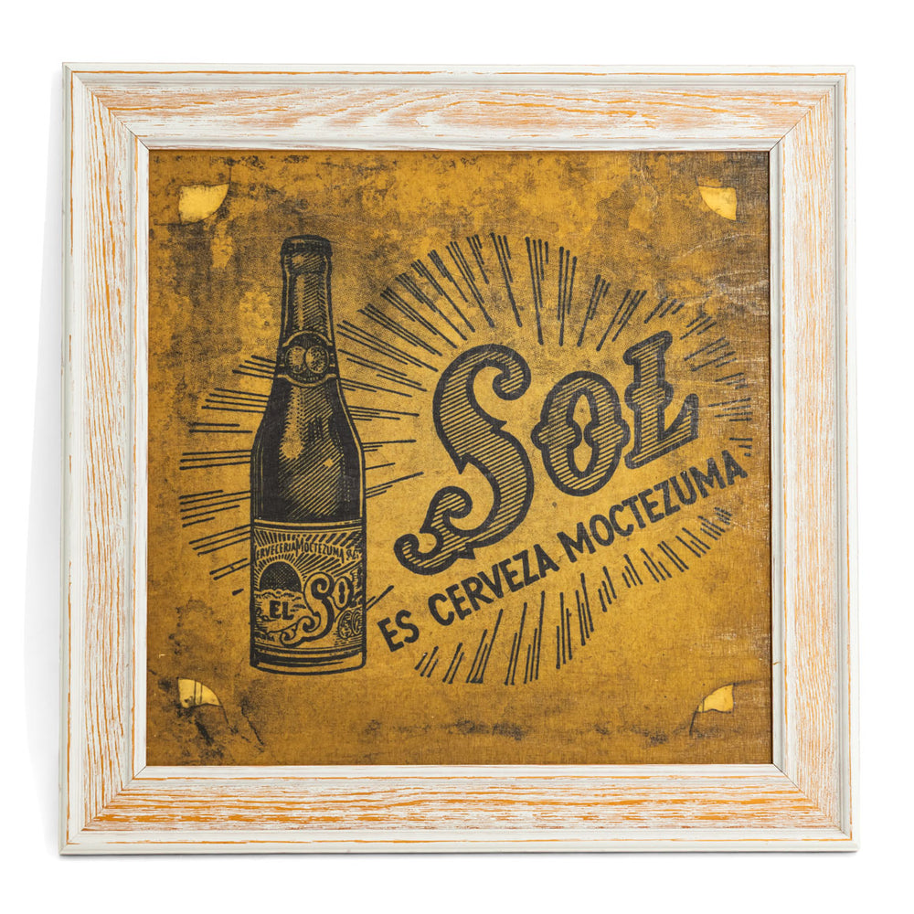 Sol Bier Quadro con cornice in legno Decorazione da parete "Bottiglia" 50x50 cm
