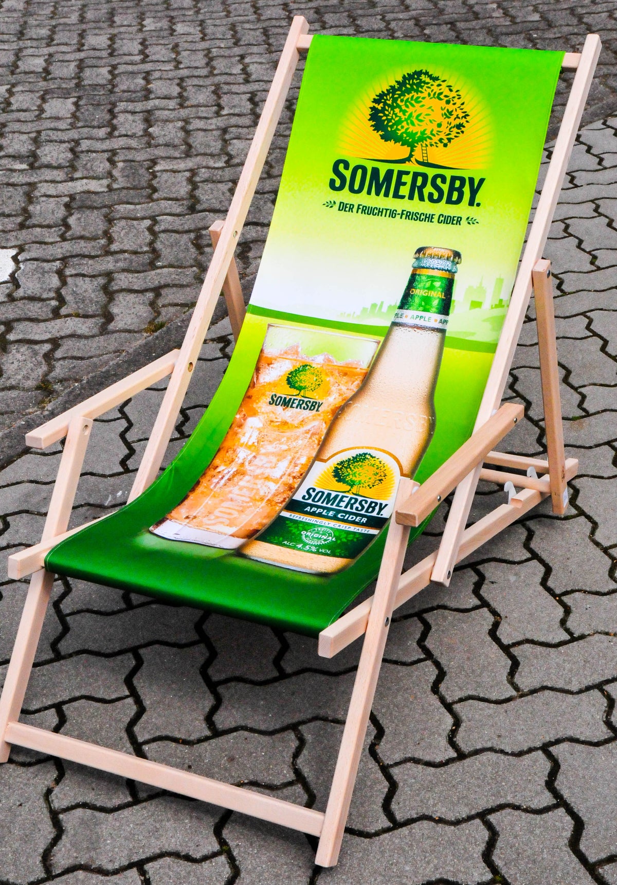 Somersby Cider Sedia a sdraio Sedia da spiaggia Sedia pieghevole in legno di faggio