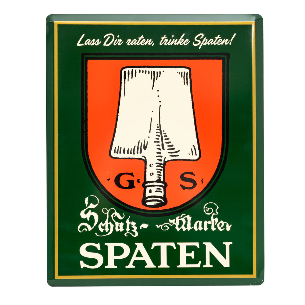 Spaten Birra Targhetta in metallo 50x40 cm Verde "Segui il consiglio, bevi Spaten" Pubblicità da parete