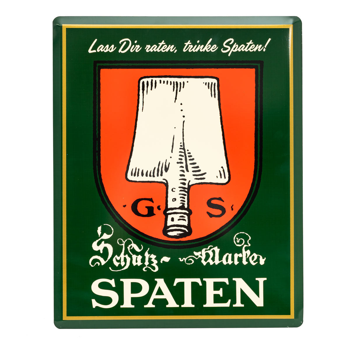 Spaten Birra Targhetta in metallo 50x40 cm Verde "Segui il consiglio, bevi Spaten" Pubblicità da parete