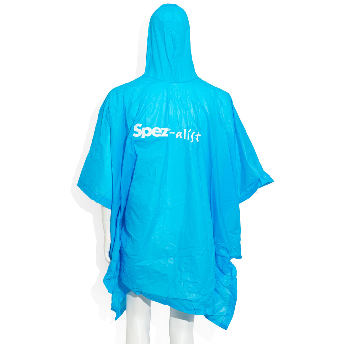 Bicchiere da bibita Spezi blu con logo Spezi; poncho antipioggia in poliestere – Vista 3
