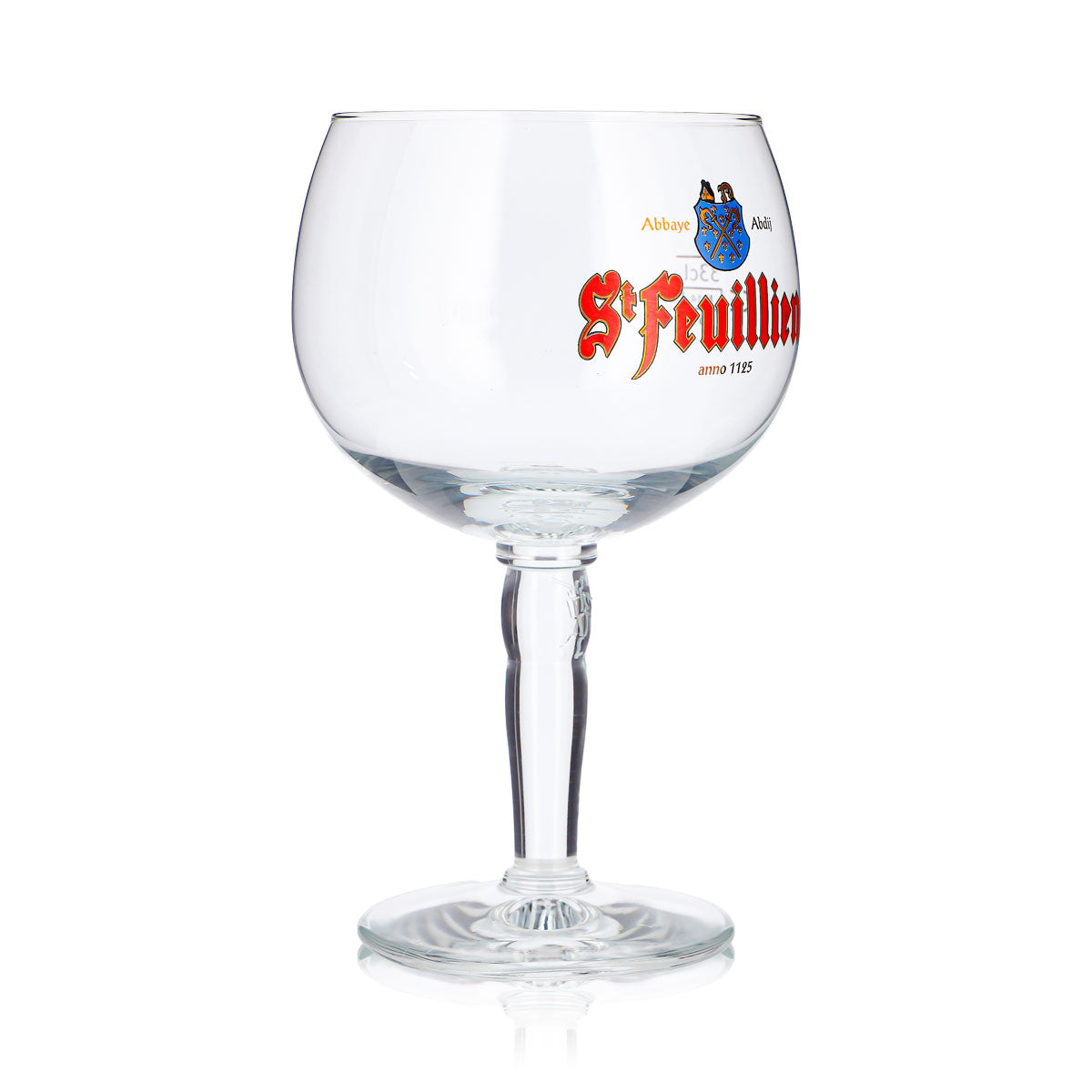 Bicchiere da birra St. Feuillien da 0,33 l, a forma di coppa, in vetro a palloncino, con incisione stilizzata – Vista 3