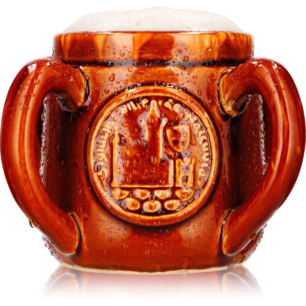 Bicchiere da birra Steinlager, boccale di terracotta, boccale da birra, boccale da 0,43 l, quattro manici, CRF, terracotta