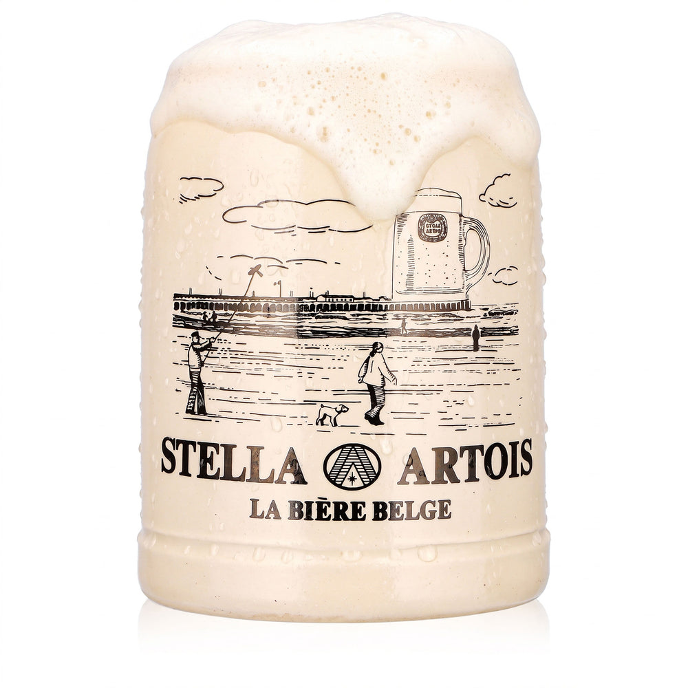 Bicchiere da birra Stella Artois, boccale in terracotta, 0,5 l, motivo spiaggia, La Bière Belge, terracotta