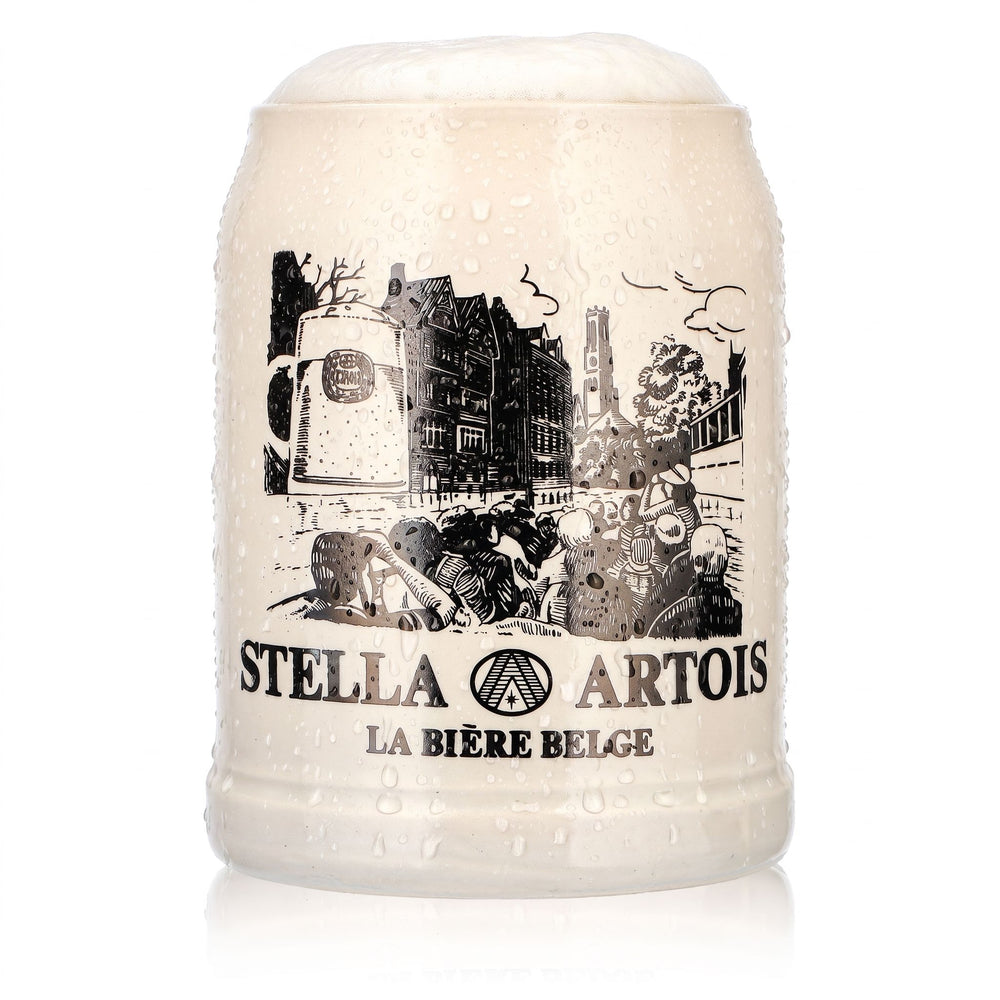 Bicchiere da birra Stella Artois, boccale in terracotta, boccale da birra da 0,5 l, città di La Bière Belge, terracotta