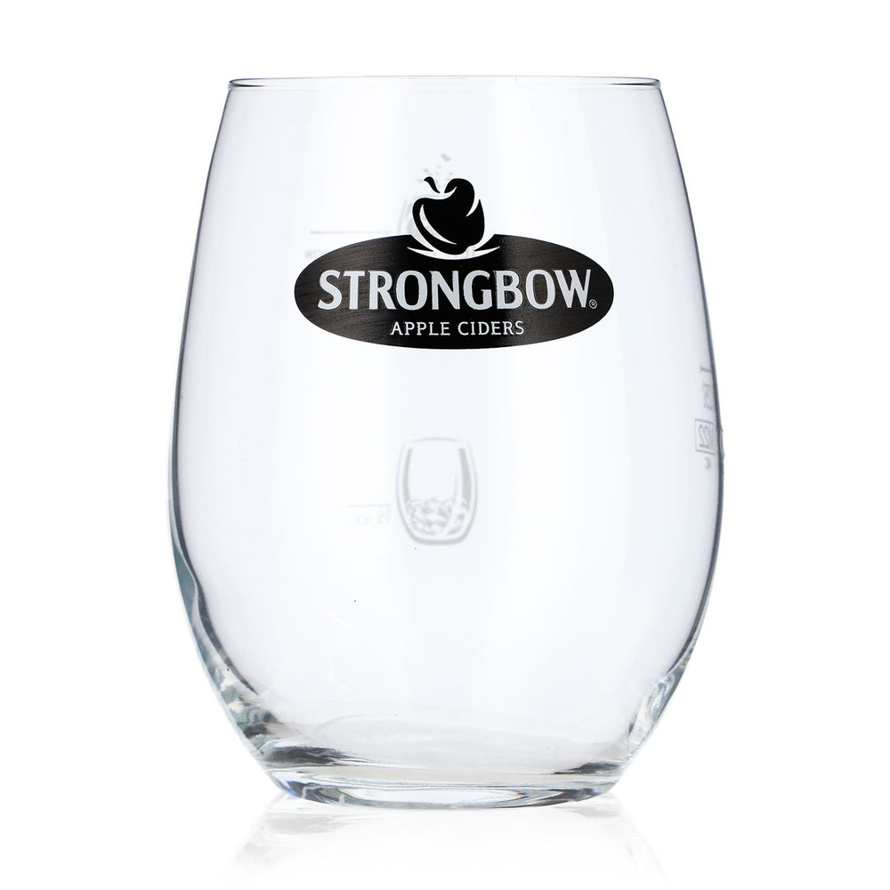 Bicchiere da sidro Strongbow da 0,25 l, tumbler con logo nero, bicchiere da whisky Old Fashioned