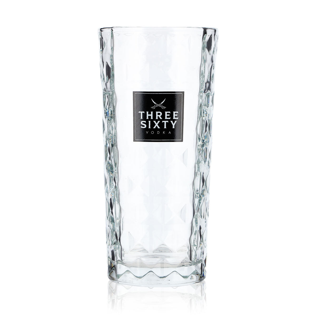 Bicchiere da vodka Three Sixty da 0,3 l, bicchiere da long drink, modello squadrato, bicchiere da cocktail con decorazioni in rilievo