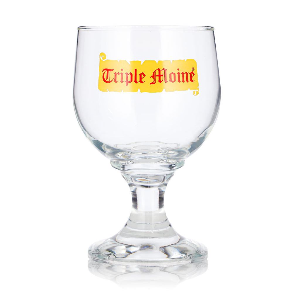 Bicchiere da birra Triple Moine da 0,25 l, a calice, con logo giallo, Durabor