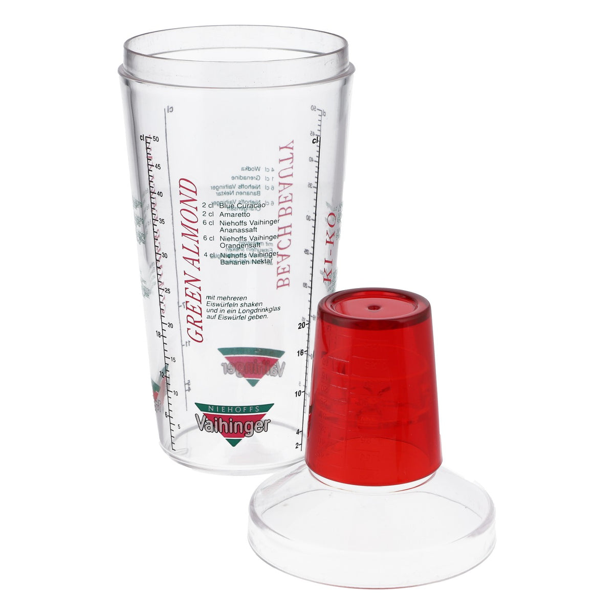 Vaihinger Shaker per succhi Shaker da bar Accessori da bar Misurino Coperchio rosso – Vista 3