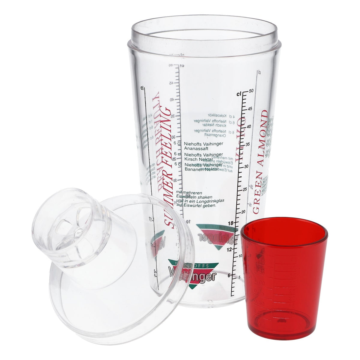 Vaihinger Shaker per succhi Shaker da bar Accessori da bar Misurino Coperchio rosso – Vista 4